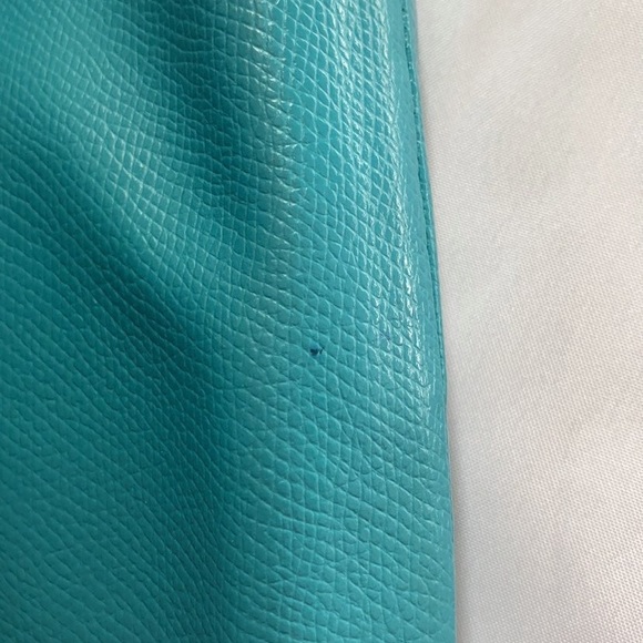 COACH Leather Turn Lock Medium Wristlet F 49472 turquoise - Picture 9 of 13